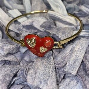 Heart clamp bracelet. Red and gold tone. NWOT